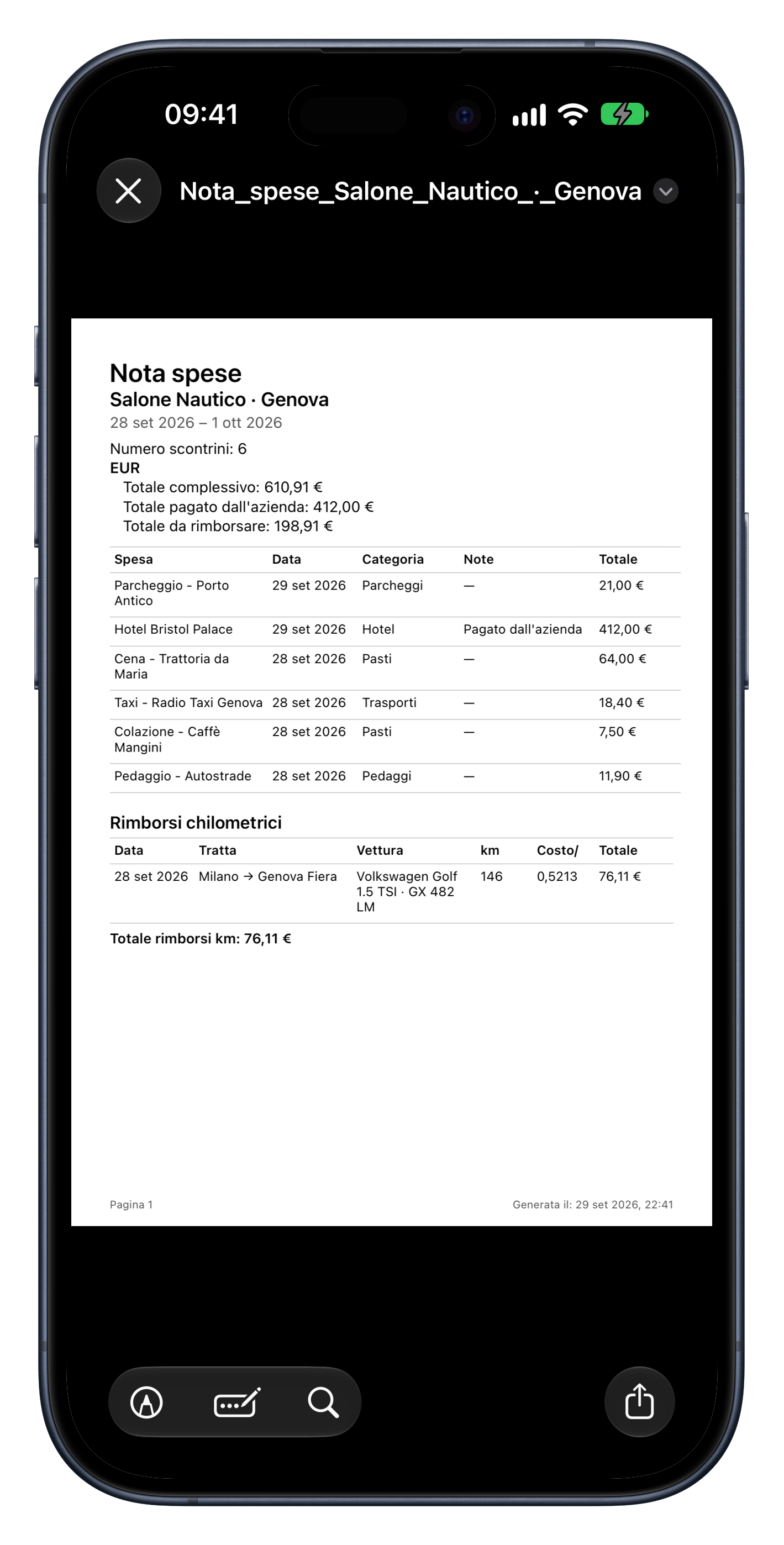 PDF expense report